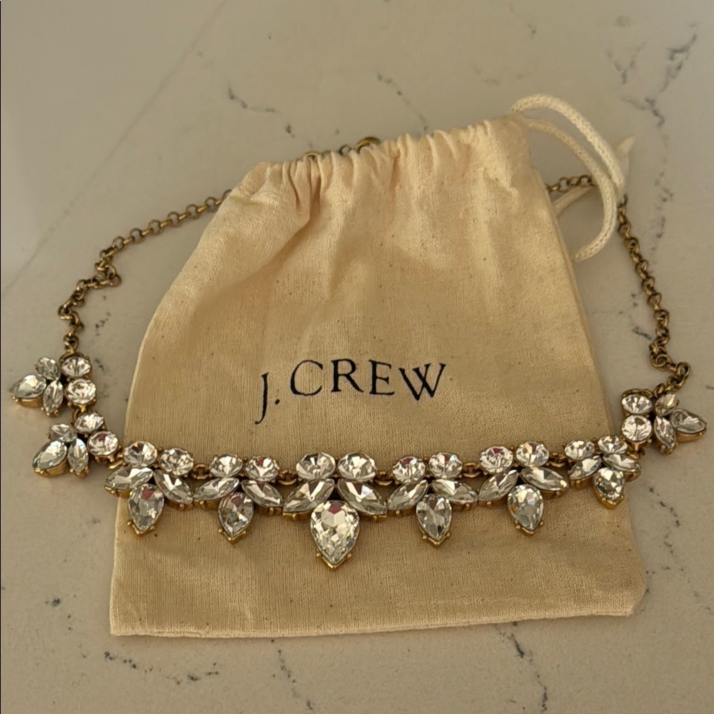 J. Crew Women's Fashion Jewelry Gold Crystal Necklace OS EUC - Picture 2 of 11